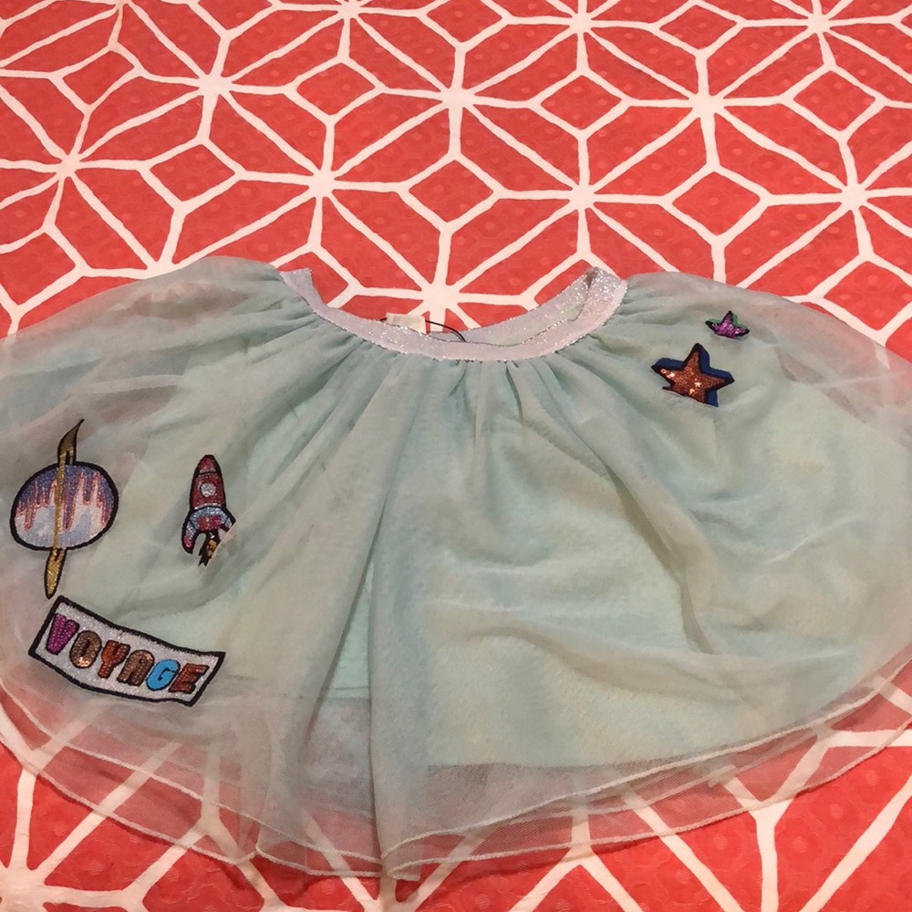 A light blue skirt